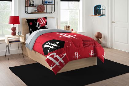 Rockets OFFICIAL NBA "Hexagon" Twin Comforter & Sham Set; 64" x 86"