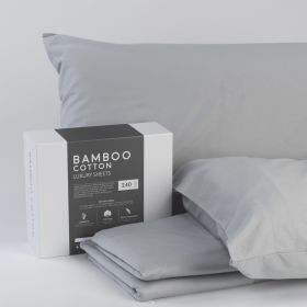 Bamboo Cotton Sheets Soft and Smooth with Viscose from Bamboo Light Grey Queen