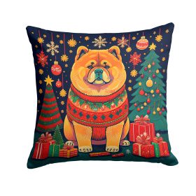 Chow Chow Christmas Throw Pillow Machine Washable, Indoor Outdoor Decorative Pillow for Couch, Bed or Patio, 14Hx14W