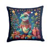 Gecko Christmas Throw Pillow Machine Washable, Indoor Outdoor Decorative Pillow for Couch, Bed or Patio, 14Hx14W