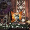 Siberian Husky Fall Throw Pillow Machine Washable, Indoor Outdoor Decorative Pillow for Couch, Bed or Patio, 14Hx14W