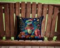 Gecko Christmas Throw Pillow Machine Washable, Indoor Outdoor Decorative Pillow for Couch, Bed or Patio, 14Hx14W