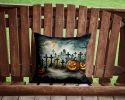 Graveyard Spooky Halloween Throw Pillow Machine Washable, Indoor Outdoor Decorative Pillow for Couch, Bed or Patio, 14Hx14W