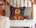 Chow Chow Christmas Throw Pillow Machine Washable, Indoor Outdoor Decorative Pillow for Couch, Bed or Patio, 14Hx14W