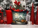 Graveyard Spooky Halloween Throw Pillow Machine Washable, Indoor Outdoor Decorative Pillow for Couch, Bed or Patio, 14Hx14W