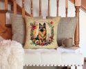 Belgian Tervuren and Flowers Throw Pillow Machine Washable, Indoor Outdoor Decorative Pillow for Couch, Bed or Patio, 14Hx14W