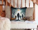 Werewolves Spooky Halloween Throw Pillow Machine Washable, Indoor Outdoor Decorative Pillow for Couch, Bed or Patio, 14Hx14W