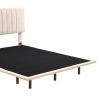 Queen Size Upholstered Bed with Sensor Light and Headboard, Floating Velvet Platform Bed, Beige