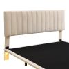 Queen Size Upholstered Bed with Sensor Light and Headboard, Floating Velvet Platform Bed, Beige