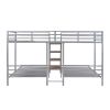 Metal Twin over Twin & Twin Bunk Bed, Triple Bunk Bed with Storage Shelves Staircase, Silver