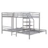 Metal Twin over Twin & Twin Bunk Bed, Triple Bunk Bed with Storage Shelves Staircase, Silver