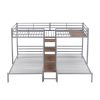 Metal Twin over Twin & Twin Bunk Bed, Triple Bunk Bed with Storage Shelves Staircase, Silver