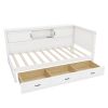 L-Shaped Bed Frame with Drawer and and Bookcase,Corner Bed Wooden Captain Bed with Led Downlight and USB Port for Small Room,Bedroom, Guest Room, Twin