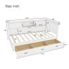 L-Shaped Bed Frame with Drawer and and Bookcase,Corner Bed Wooden Captain Bed with Led Downlight and USB Port for Small Room,Bedroom, Guest Room, Twin