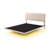 Queen Size Upholstered Bed with Sensor Light and Headboard, Floating Velvet Platform Bed, Beige