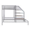 Metal Twin over Twin & Twin Bunk Bed, Triple Bunk Bed with Storage Shelves Staircase, Silver