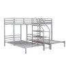 Metal Twin over Twin & Twin Bunk Bed, Triple Bunk Bed with Storage Shelves Staircase, Silver