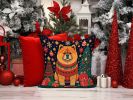 Chow Chow Christmas Throw Pillow Machine Washable, Indoor Outdoor Decorative Pillow for Couch, Bed or Patio, 14Hx14W