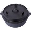 pre-Seasoned Cast Iron Dutch Oven With Skillet Lid, Outdoor Camping Deep Pot for Camping Fireplace Cooking BBQ Baking Campfire, Leg Base, 4.5 Quart