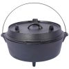 pre-Seasoned Cast Iron Dutch Oven With Skillet Lid, Outdoor Camping Deep Pot for Camping Fireplace Cooking BBQ Baking Campfire, Leg Base, 4.5 Quart