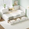 L-Shaped Bed Frame with Drawer and and Bookcase,Corner Bed Wooden Captain Bed with Led Downlight and USB Port for Small Room,Bedroom, Guest Room, Twin