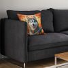 Siberian Husky Fall Throw Pillow Machine Washable, Indoor Outdoor Decorative Pillow for Couch, Bed or Patio, 14Hx14W