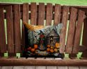 Slavic Witch Spooky Halloween Throw Pillow Machine Washable, Indoor Outdoor Decorative Pillow for Couch, Bed or Patio, 14Hx14W