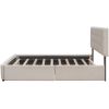 Upholstered Platform Bed with 2 Drawers and 1 Twin XL Trundle, Linen Fabric, Queen Size - Dark Beige(OLD SKU :LP000314AAA)