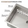 32 x 19 Inch Workstation Ledge Handmade Undermount Kitchen Sink SUS304 Stainless Steel 16 Gauge Big Single Bowl Sink