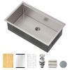 32 x 19 Inch Workstation Ledge Handmade Undermount Kitchen Sink SUS304 Stainless Steel 16 Gauge Big Single Bowl Sink