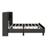 King size Upholstered Platform Bed Frame with Headboard, Mattress Foundation, Wood Slat Support, Quiet, no Box Spring Needed, Easy to Assemble BLACK