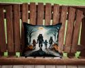 Werewolves Spooky Halloween Throw Pillow Machine Washable, Indoor Outdoor Decorative Pillow for Couch, Bed or Patio, 14Hx14W