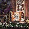 Foreign White Cat in Fall Leaves Throw Pillow Machine Washable, Indoor Outdoor Decorative Pillow for Couch, Bed or Patio, 14Hx14W