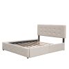 Upholstered Platform Bed with 2 Drawers and 1 Twin XL Trundle, Linen Fabric, Queen Size - Dark Beige(OLD SKU :LP000314AAA)