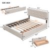 Upholstered Platform Bed with 2 Drawers and 1 Twin XL Trundle, Linen Fabric, Queen Size - Dark Beige(OLD SKU :LP000314AAA)