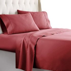 Twin Size Sheets Set - Bedding Sheets & Pillowcases w/ 16 inch Deep Pockets - Fade Resistant & Machine Washable - 3 Piece 1800 Series Twin Bed Sheet S (Color: Red, Piece Type: 3 Piece 1800 Series Twin)