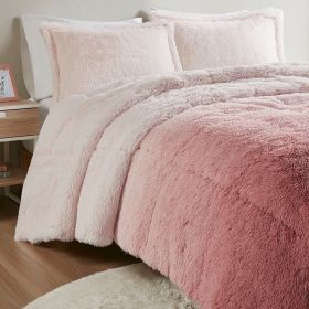 Ombre Shaggy Long Fur Comforter Mini Set (Color: as Pic)