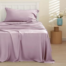 Bedsure cooling sheet set, Rayon Derived from Bamboo, Deep Pocket Up to 16", Breathable & Soft, Hotel Luxury Silky Bedding Sheet (Color: Lavender, size: Twin XL)